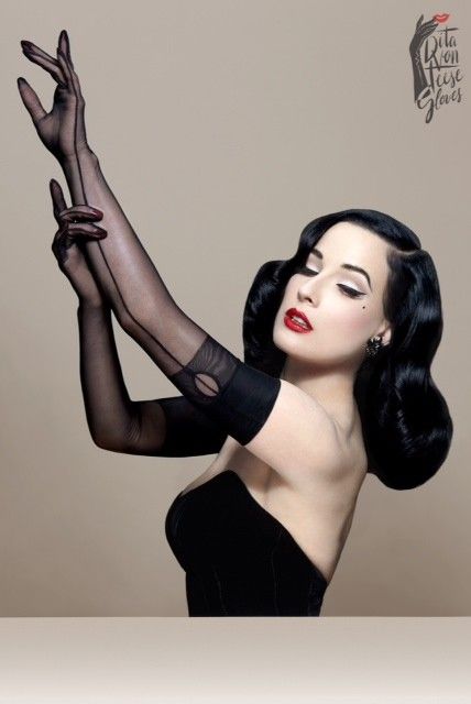 The Femme Totale - Dita Von Teese fully fashioned stockings Opera length glove #ditavonteese